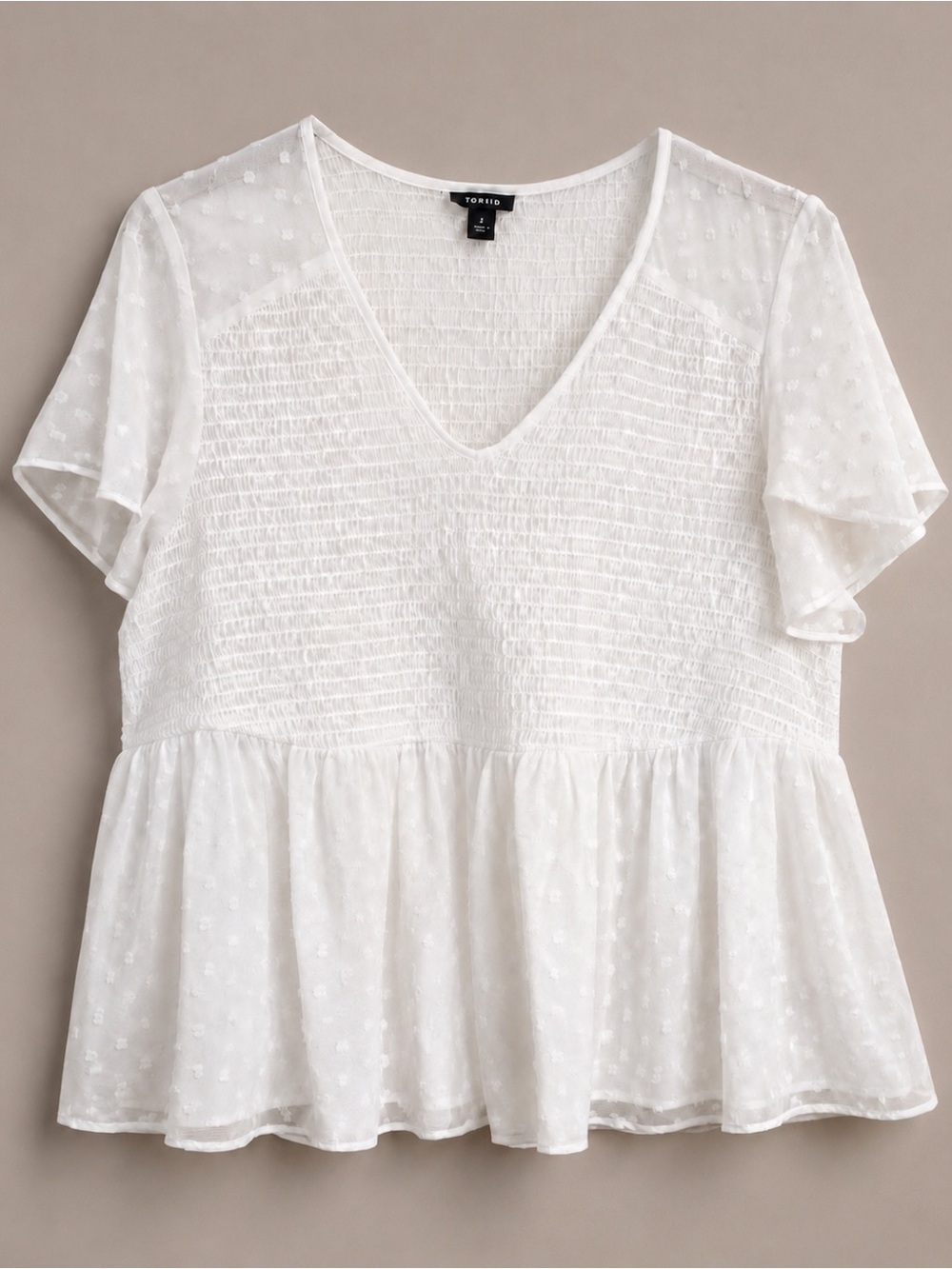 White Torrid 3XL Babydoll Blouse Ethereal Romantic‎ Swiss Dot Fairycore Softgirl